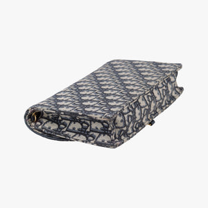 Pre-owned Christian Dior Saddle Navy×Gray jacquard  shoulderbag | stylenewstar