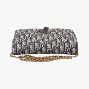 Pre-owned Christian Dior Saddle Navy×Gray jacquard  shoulderbag | stylenewstar