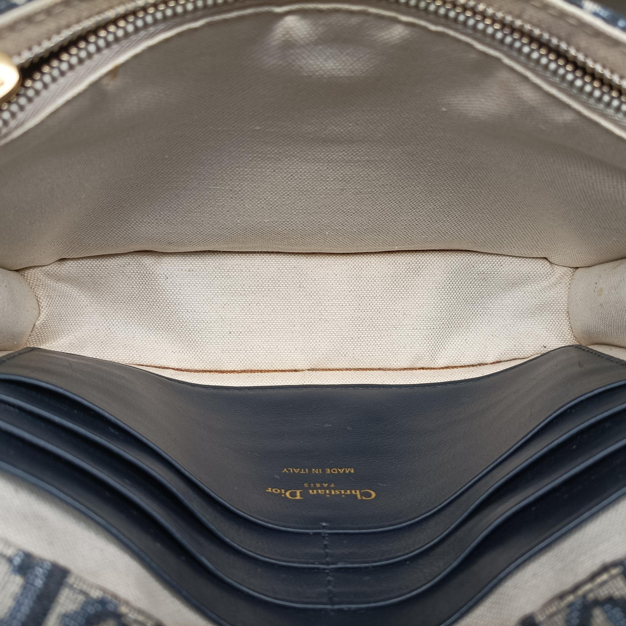 Pre-owned Christian Dior Saddle Navy×Gray jacquard  shoulderbag | stylenewstar