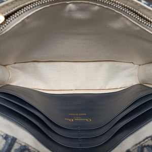 Pre-owned Christian Dior Saddle Navy×Gray jacquard  shoulderbag | stylenewstar