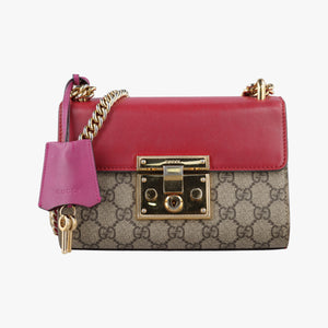 Pre-owned Gucci Padlock Beige×red×pink PVC coated canvas×leather 409487 shoulderbag | stylenewstar