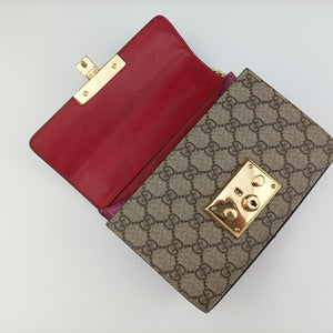 Pre-owned Gucci Padlock Beige×red×pink PVC coated canvas×leather 409487 shoulderbag | stylenewstar