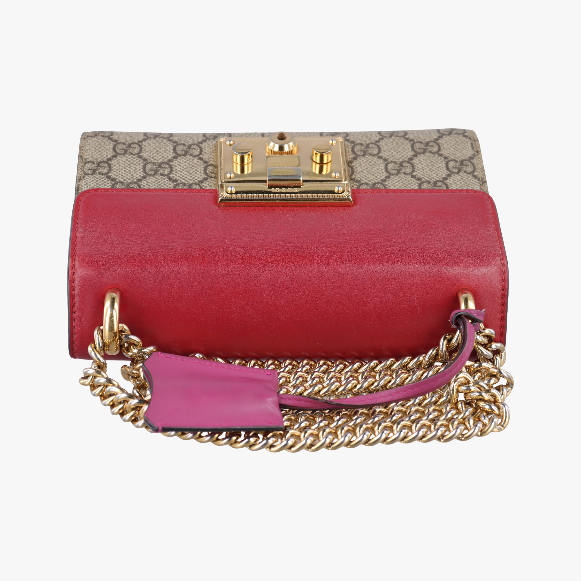 Pre-owned Gucci Padlock Beige×red×pink PVC coated canvas×leather 409487 shoulderbag | stylenewstar