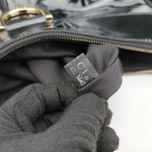 Pre-owned Gucci Abbey D-ring Hobo Black Patent 189833 handbag | stylenewstar