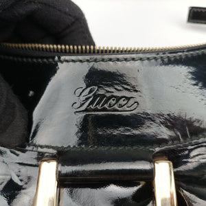 Pre-owned Gucci Abbey D-ring Hobo Black Patent 189833 handbag | stylenewstar