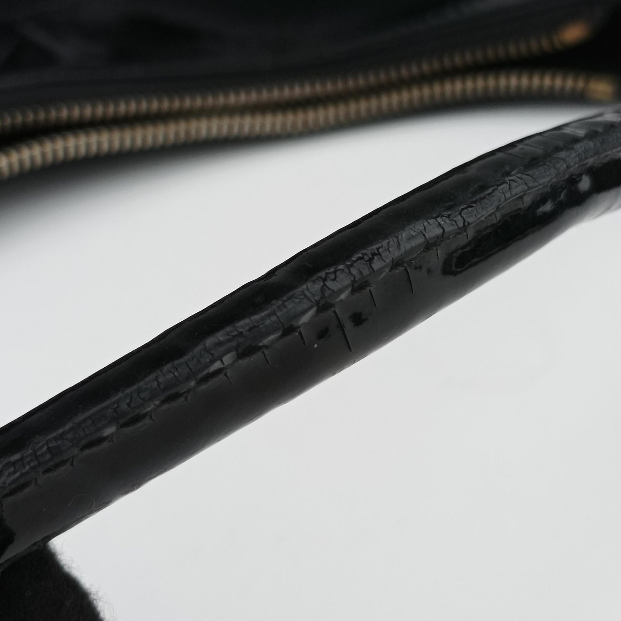 Pre-owned Gucci Abbey D-ring Hobo Black Patent 189833 handbag | stylenewstar