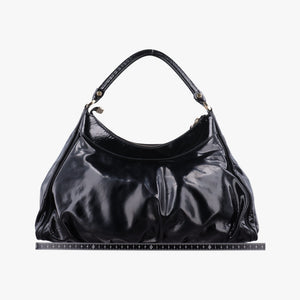 Pre-owned Gucci Abbey D-ring Hobo Black Patent 189833 handbag | stylenewstar