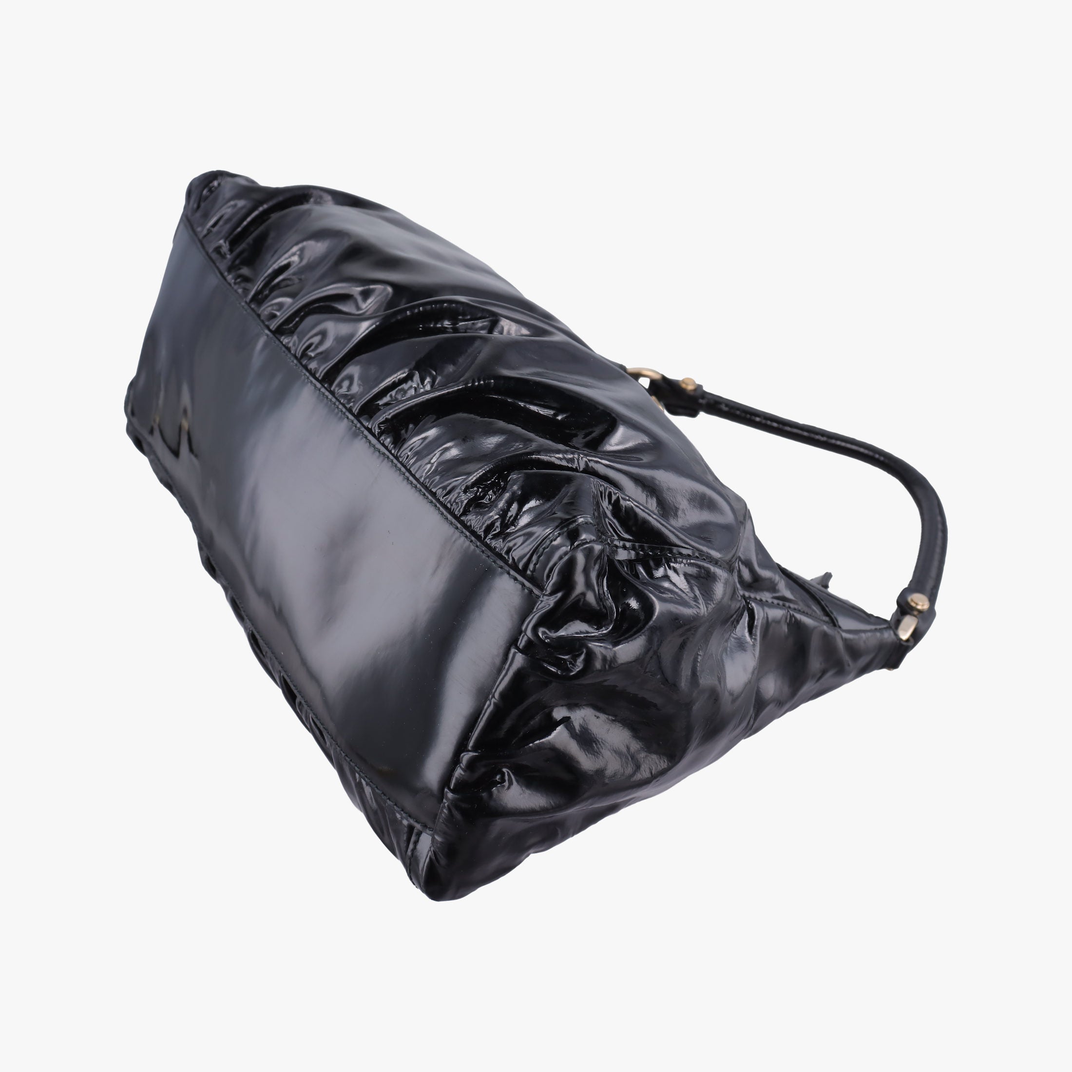 Pre-owned Gucci Abbey D-ring Hobo Black Patent 189833 handbag | stylenewstar