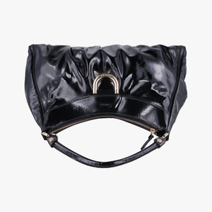 Pre-owned Gucci Abbey D-ring Hobo Black Patent 189833 handbag | stylenewstar