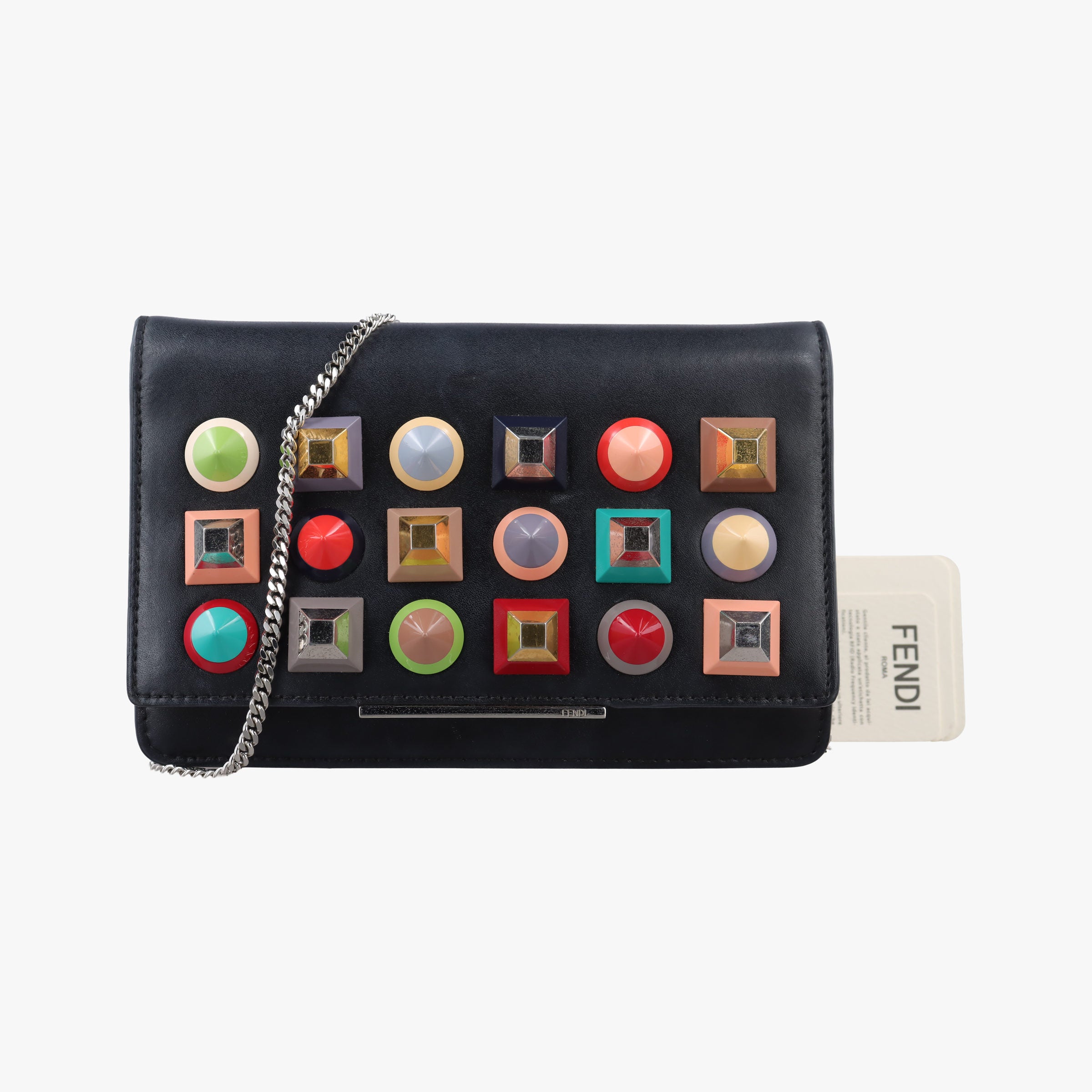 Pre-owned Fendi Monster Eyes Tube Black×multicolor Leather 8M0346 shoulderbag | stylenewstar