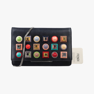 Pre-owned Fendi Monster Eyes Tube Black×multicolor Leather 8M0346 shoulderbag | stylenewstar