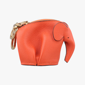 Pre-owned Loewe Elephant Pouch Orange Leather  coinpurse | stylenewstar