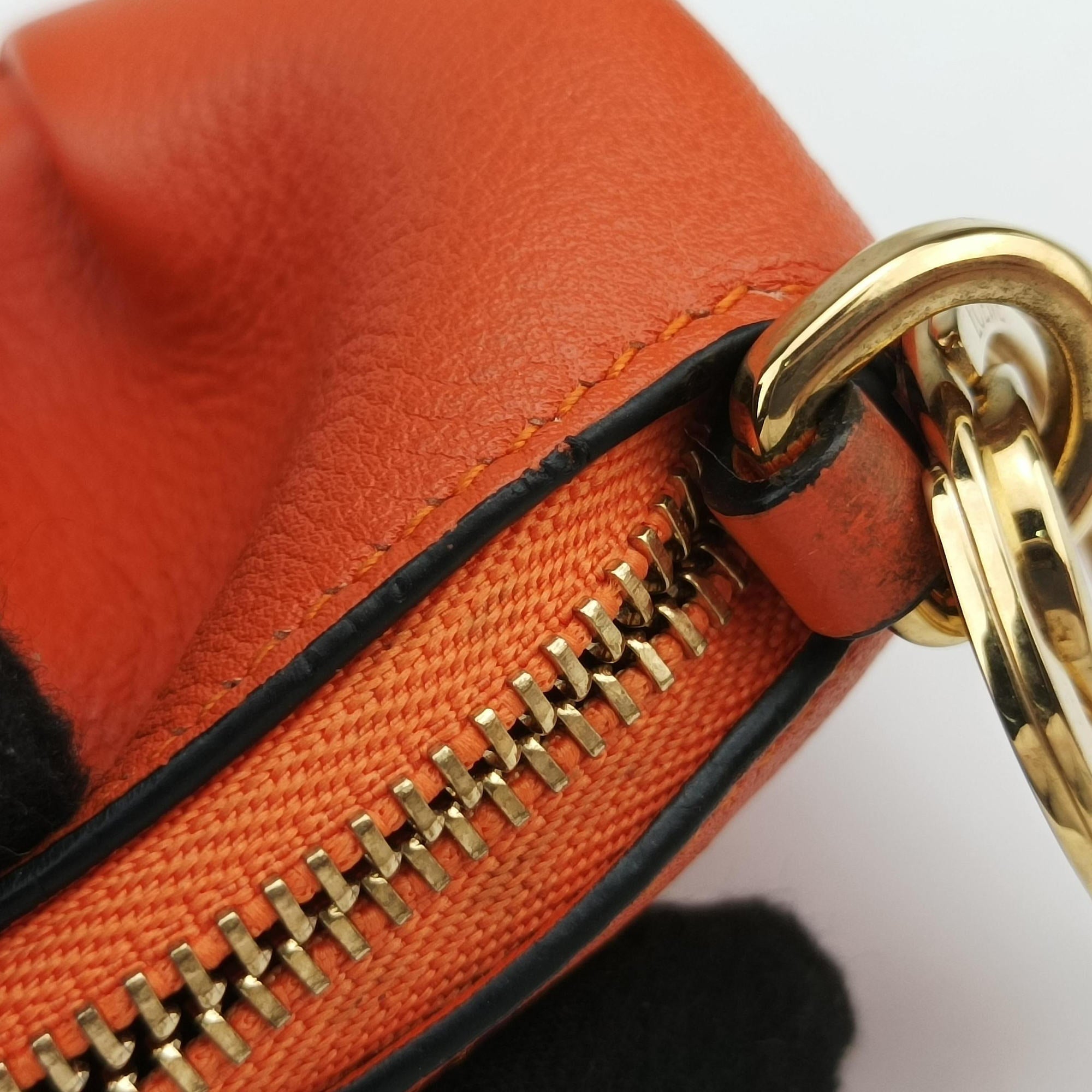 Pre-owned Loewe Elephant Pouch Orange Leather  coinpurse | stylenewstar