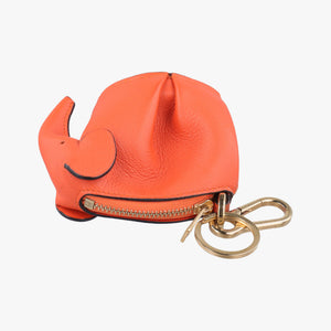 Pre-owned Loewe Elephant Pouch Orange Leather  coinpurse | stylenewstar