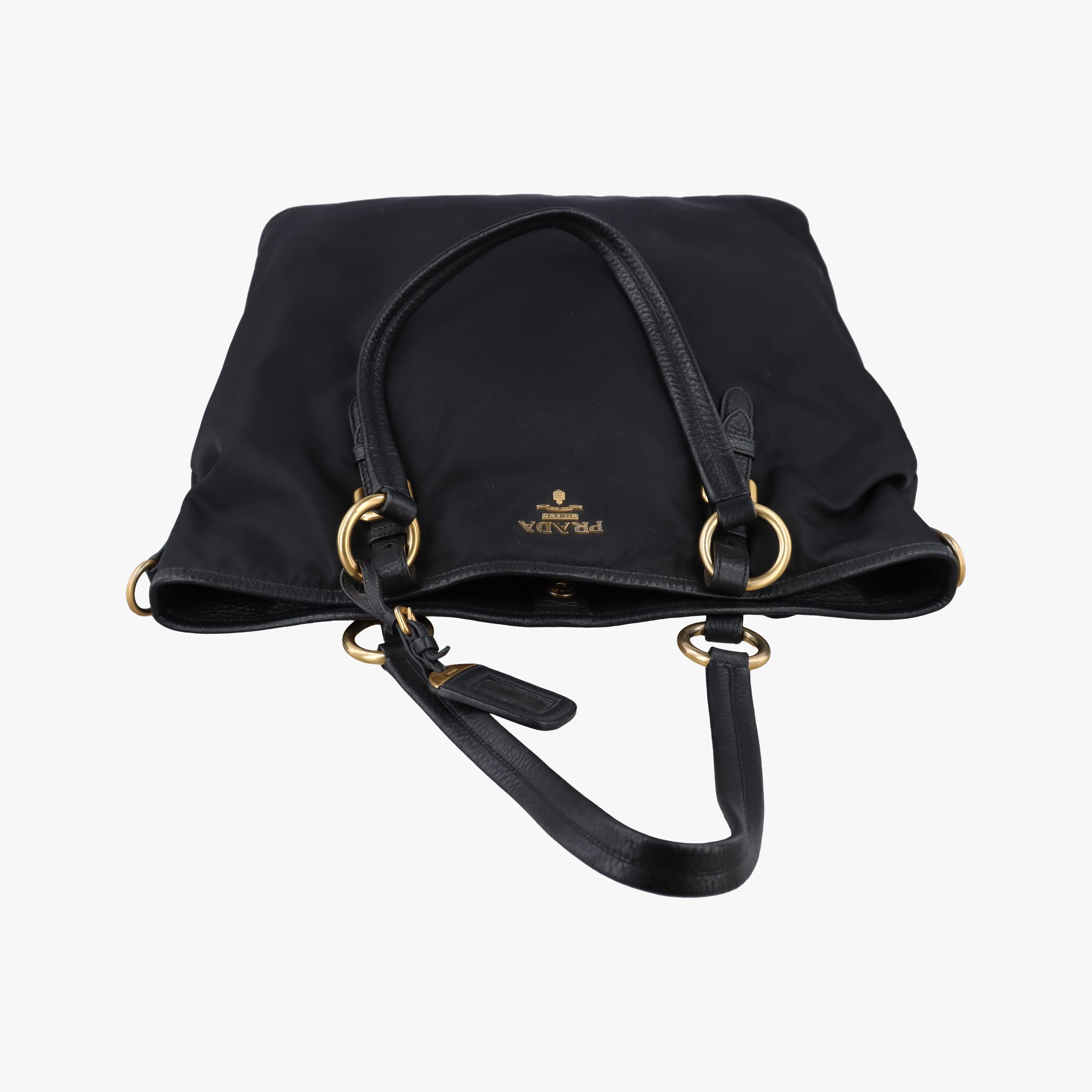 Pre-owned Prada Tessuto Satchel Black nylon × leather BR4997 shoulderbag | stylenewstar