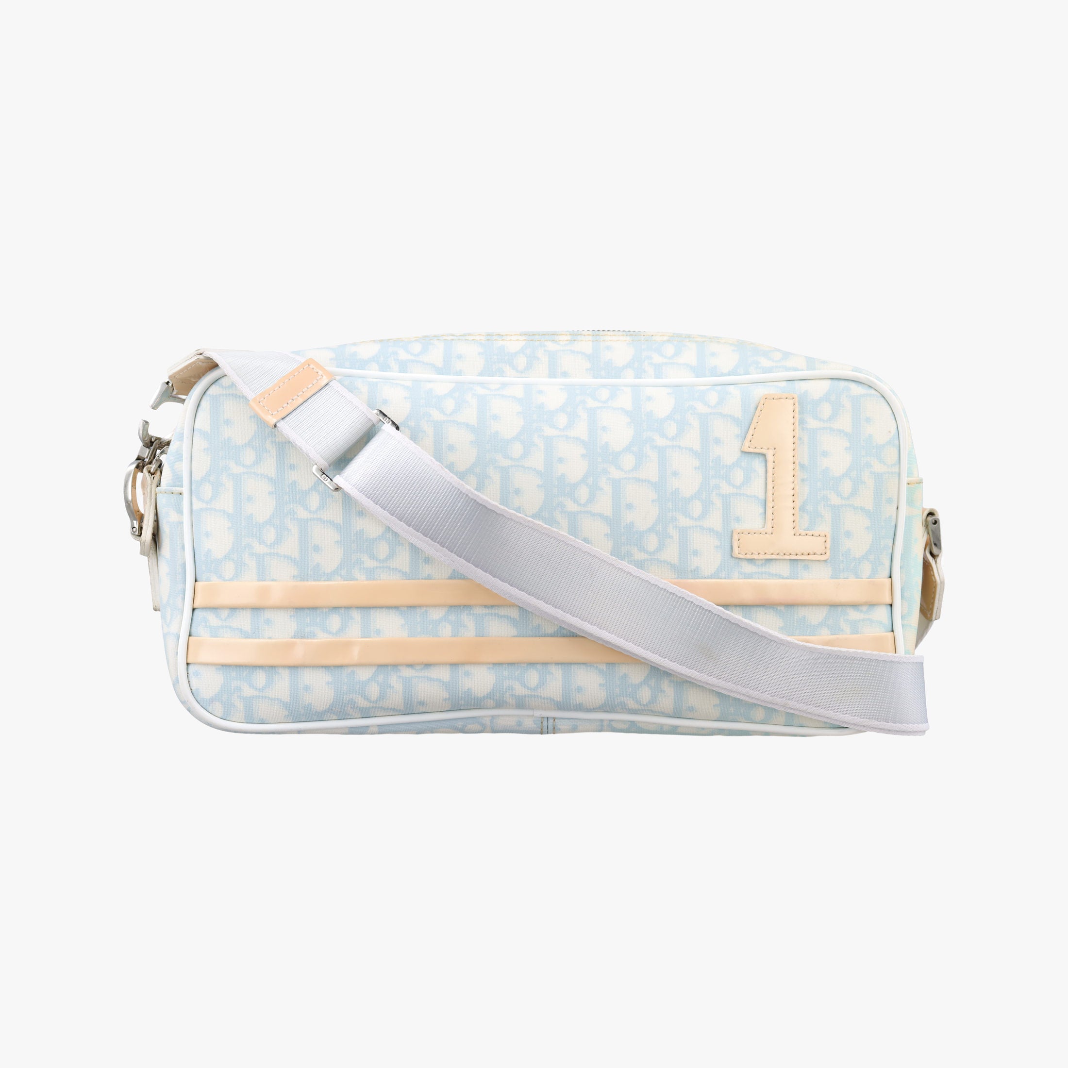 Pre-owned Christian Dior Trotter Blue Coated Canvas Leather  shoulderbag | stylenewstar