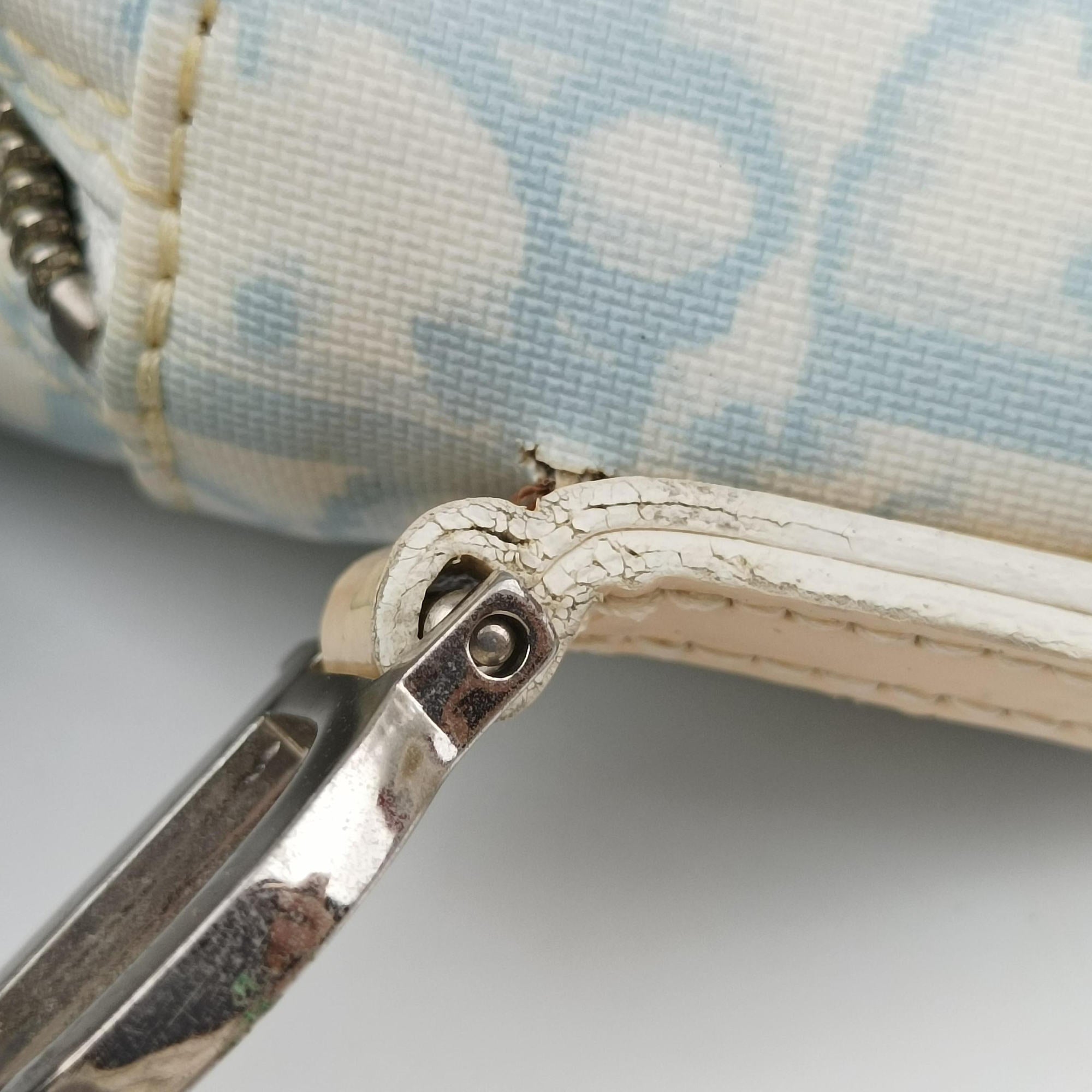 Pre-owned Christian Dior Trotter Blue Coated Canvas Leather  shoulderbag | stylenewstar
