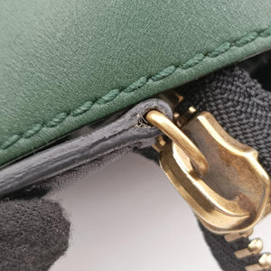 Pre-owned Celine Luggage Mini Shopper Green×black Leather  handbag | stylenewstar