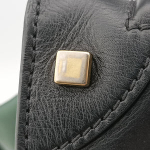 Pre-owned Celine Luggage Mini Shopper Green×black Leather  handbag | stylenewstar