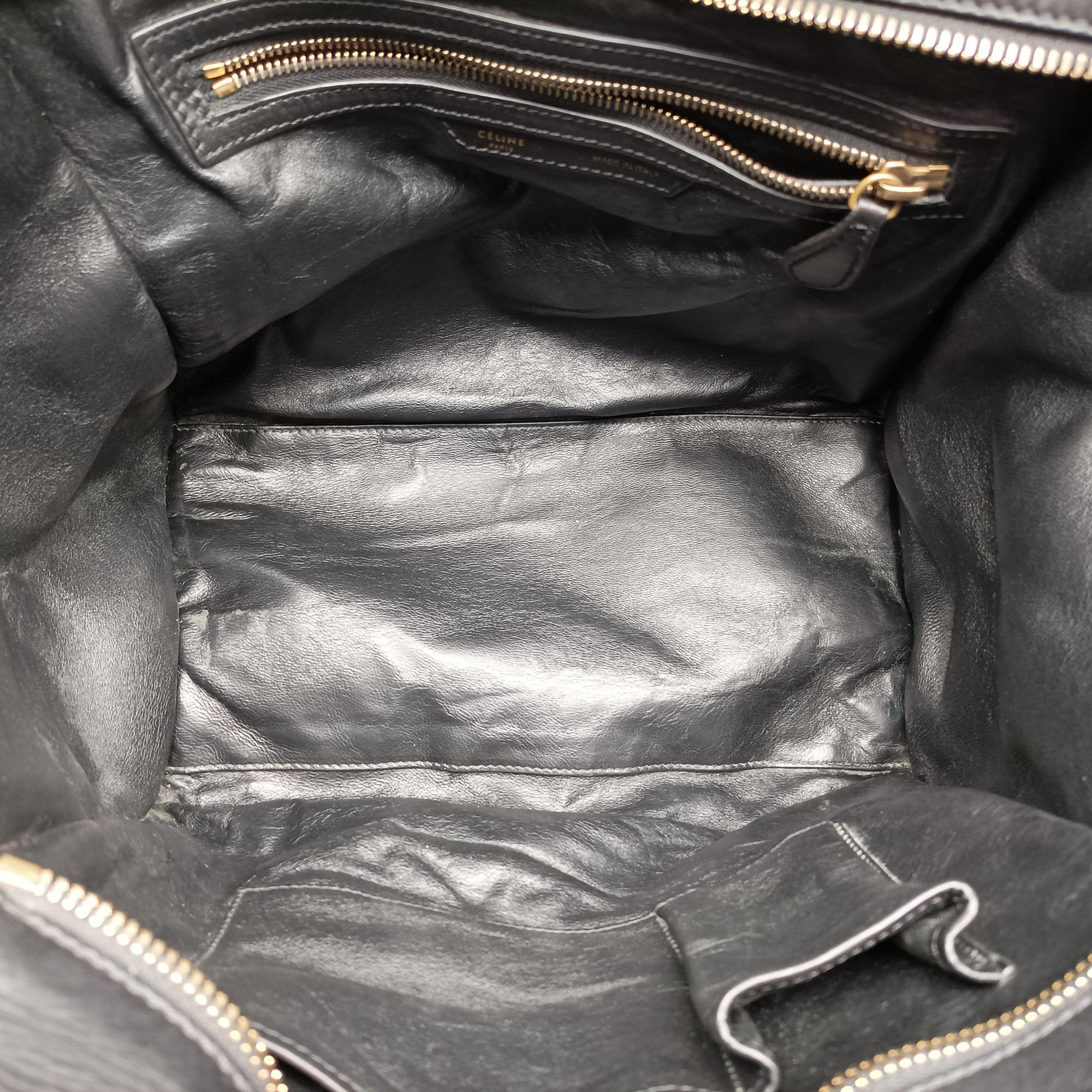Pre-owned Celine Luggage Mini Shopper Green×black Leather  handbag | stylenewstar