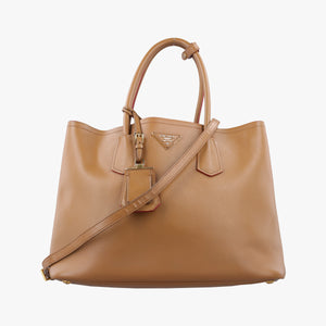 Vintage Prada Double Cuir Camel SAFFIANO Leather BN2755 shoulderbag | stylenewstar