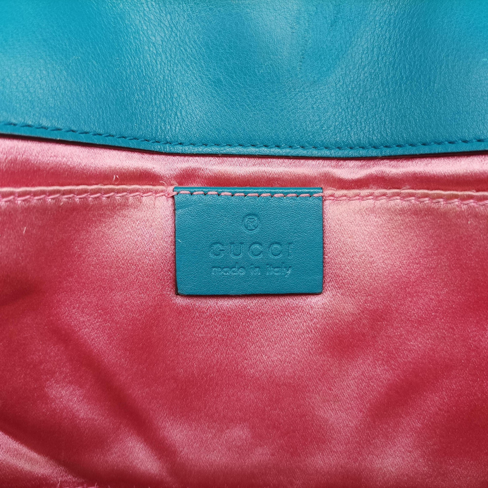 Pre-owned Gucci GG Marmont Blue velour 446744 shoulderbag | stylenewstar