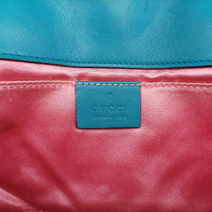 Pre-owned Gucci GG Marmont Blue velour 446744 shoulderbag | stylenewstar