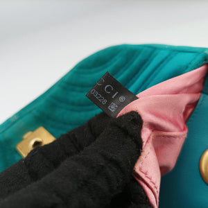 Pre-owned Gucci GG Marmont Blue velour 446744 shoulderbag | stylenewstar