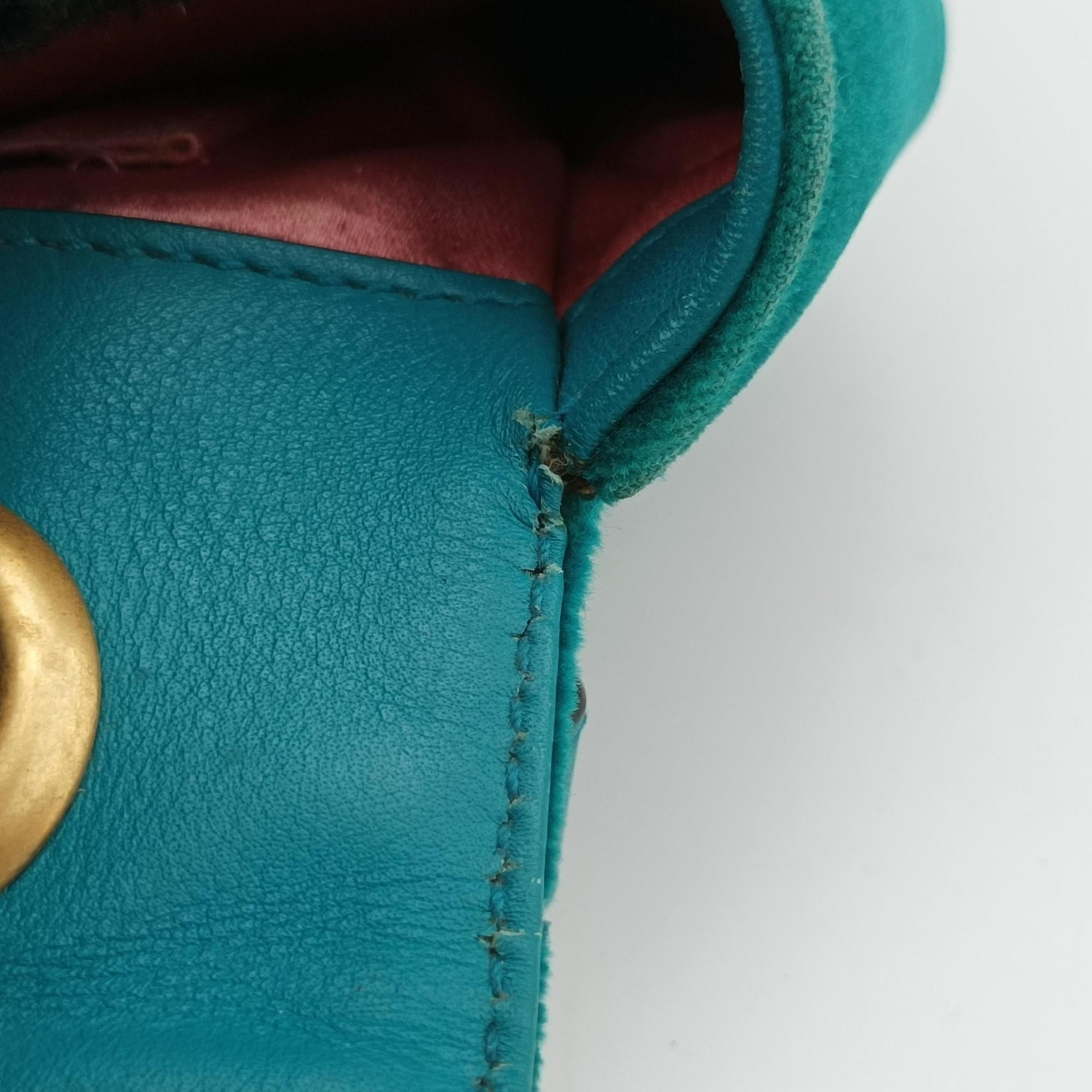 Pre-owned Gucci GG Marmont Blue velour 446744 shoulderbag | stylenewstar