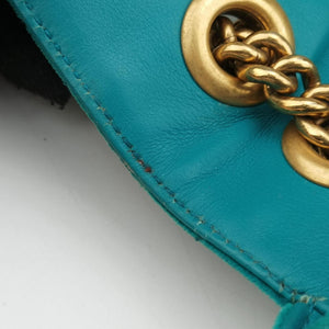 Pre-owned Gucci GG Marmont Blue velour 446744 shoulderbag | stylenewstar