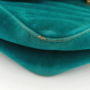 Pre-owned Gucci GG Marmont Blue velour 446744 shoulderbag | stylenewstar