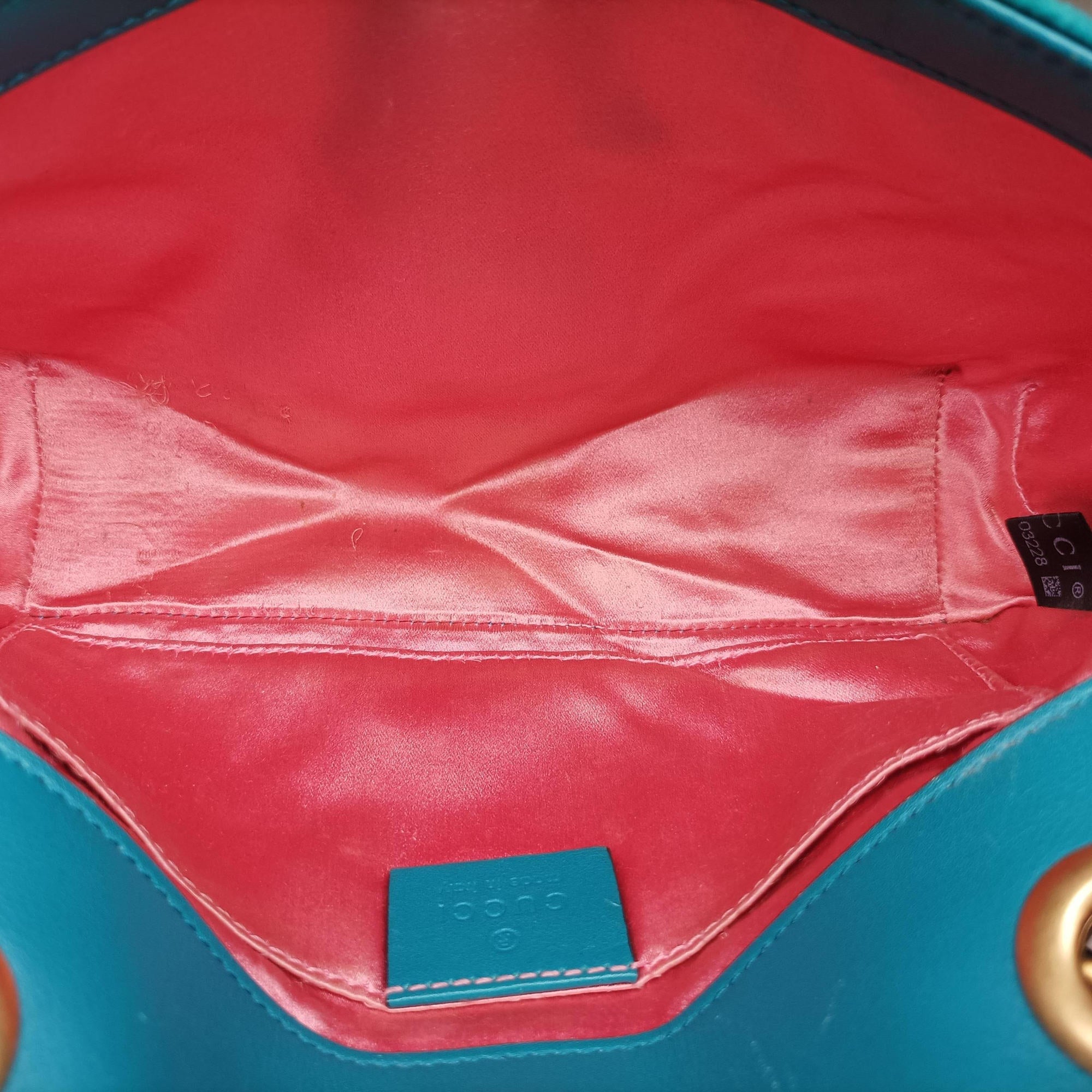 Pre-owned Gucci GG Marmont Blue velour 446744 shoulderbag | stylenewstar