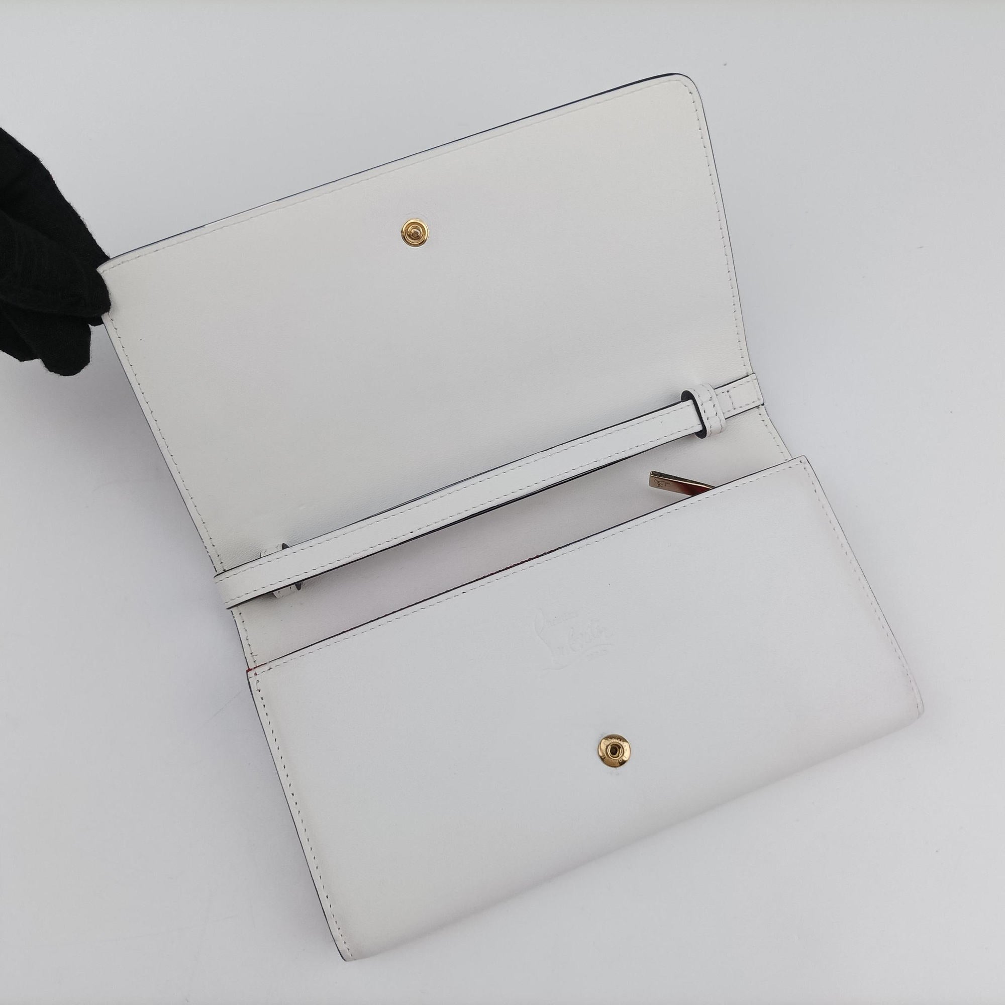 Pre-owned Christian Louboutin Paloma Clutch White Leather  clutchbag | stylenewstar