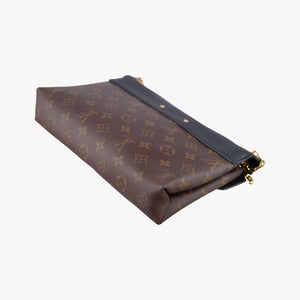 Secondhand Louis Vuitton PALLAS Chain Brown×Noir Monogram Canvas×calf leather M41223 shoulderbag | stylenewstar