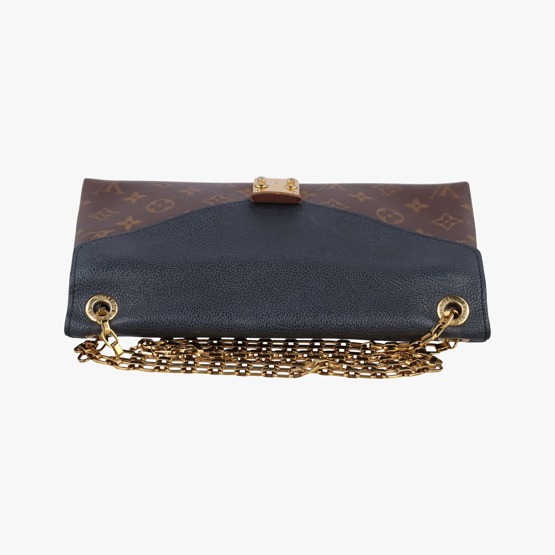 Secondhand Louis Vuitton PALLAS Chain Brown×Noir Monogram Canvas×calf leather M41223 shoulderbag | stylenewstar