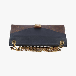 Secondhand Louis Vuitton PALLAS Chain Brown×Noir Monogram Canvas×calf leather M41223 shoulderbag | stylenewstar