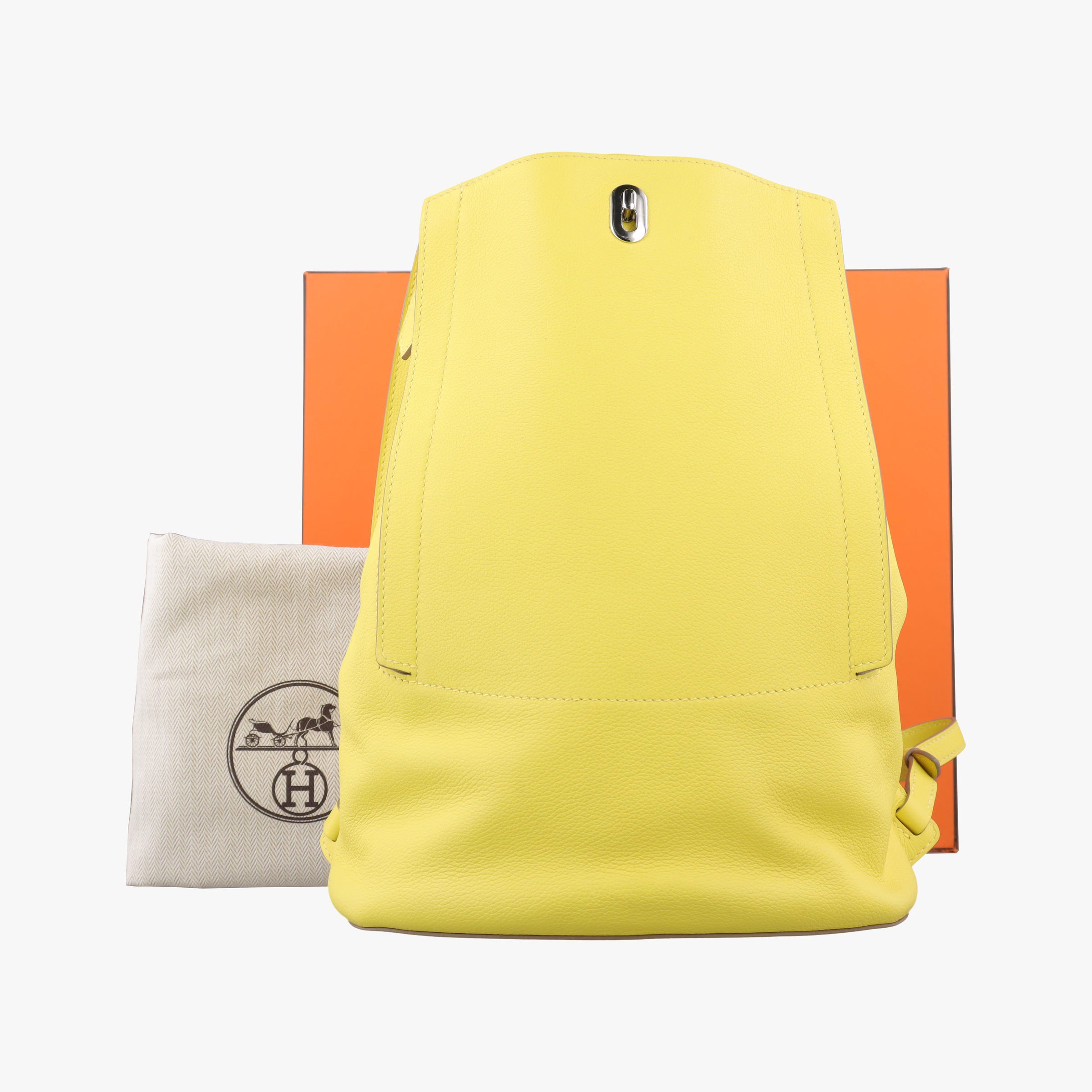 Pre-owned Hermes Sac A Dos GR24 Jaune Ambre Evercolor Calfskin  backpack/rucksack | stylenewstar