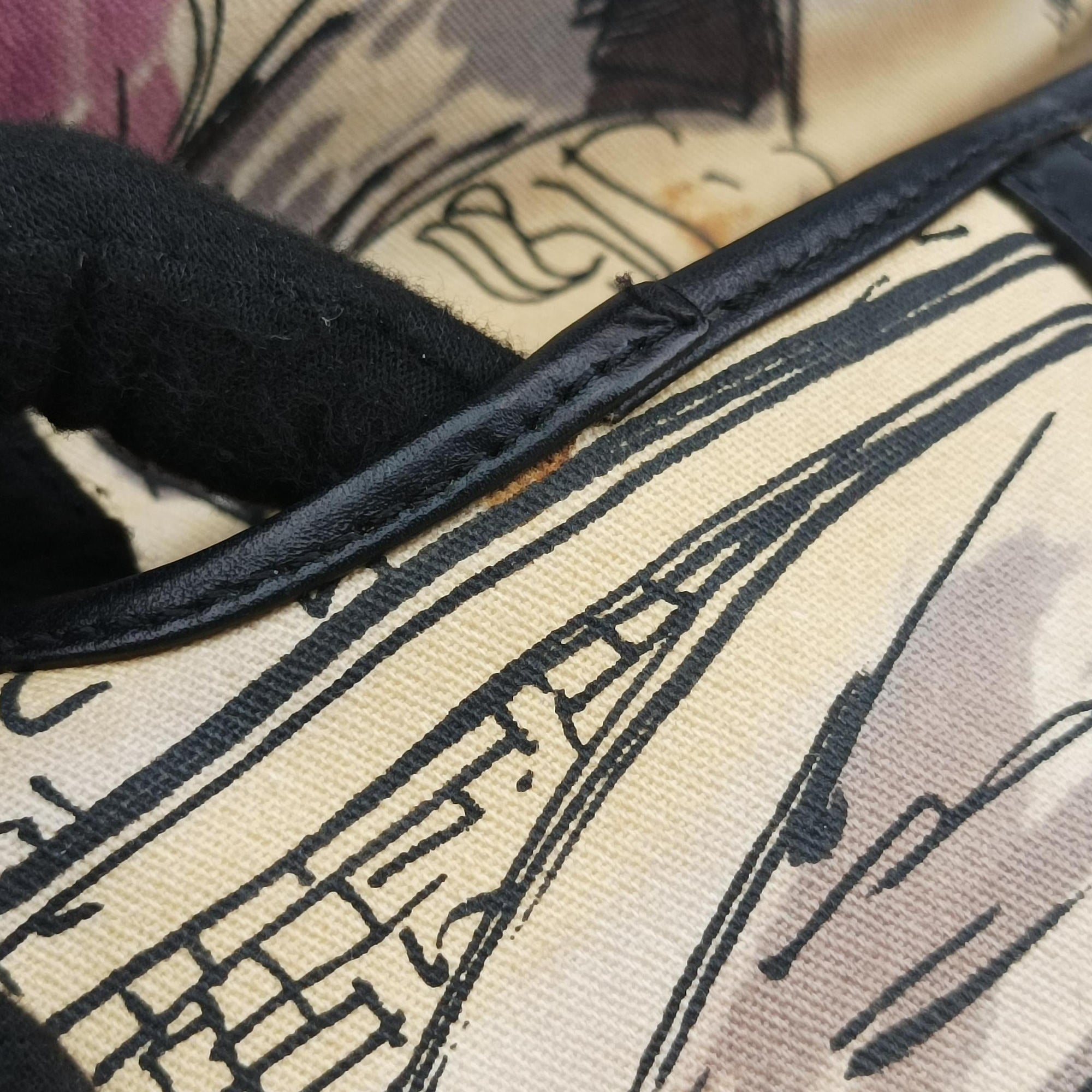 Pre-owned Christian Dior Paris '50s Motif Print Saddle Bag Beige × Multicolor Canvas × Leather  shoulderbag | stylenewstar