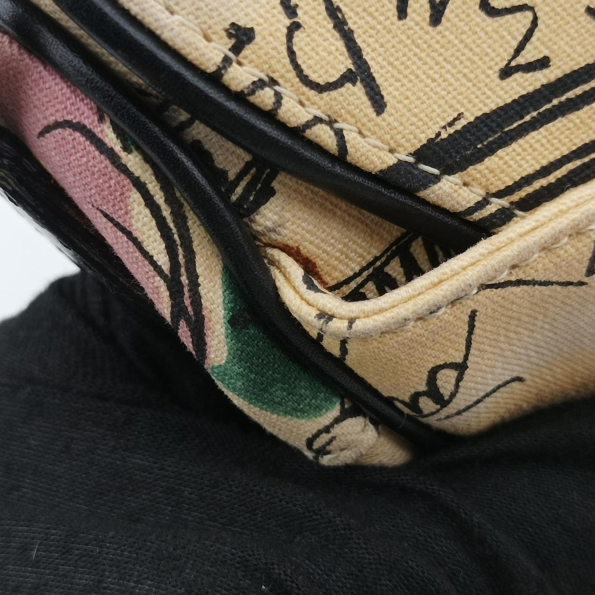 Pre-owned Christian Dior Paris '50s Motif Print Saddle Bag Beige × Multicolor Canvas × Leather  shoulderbag | stylenewstar