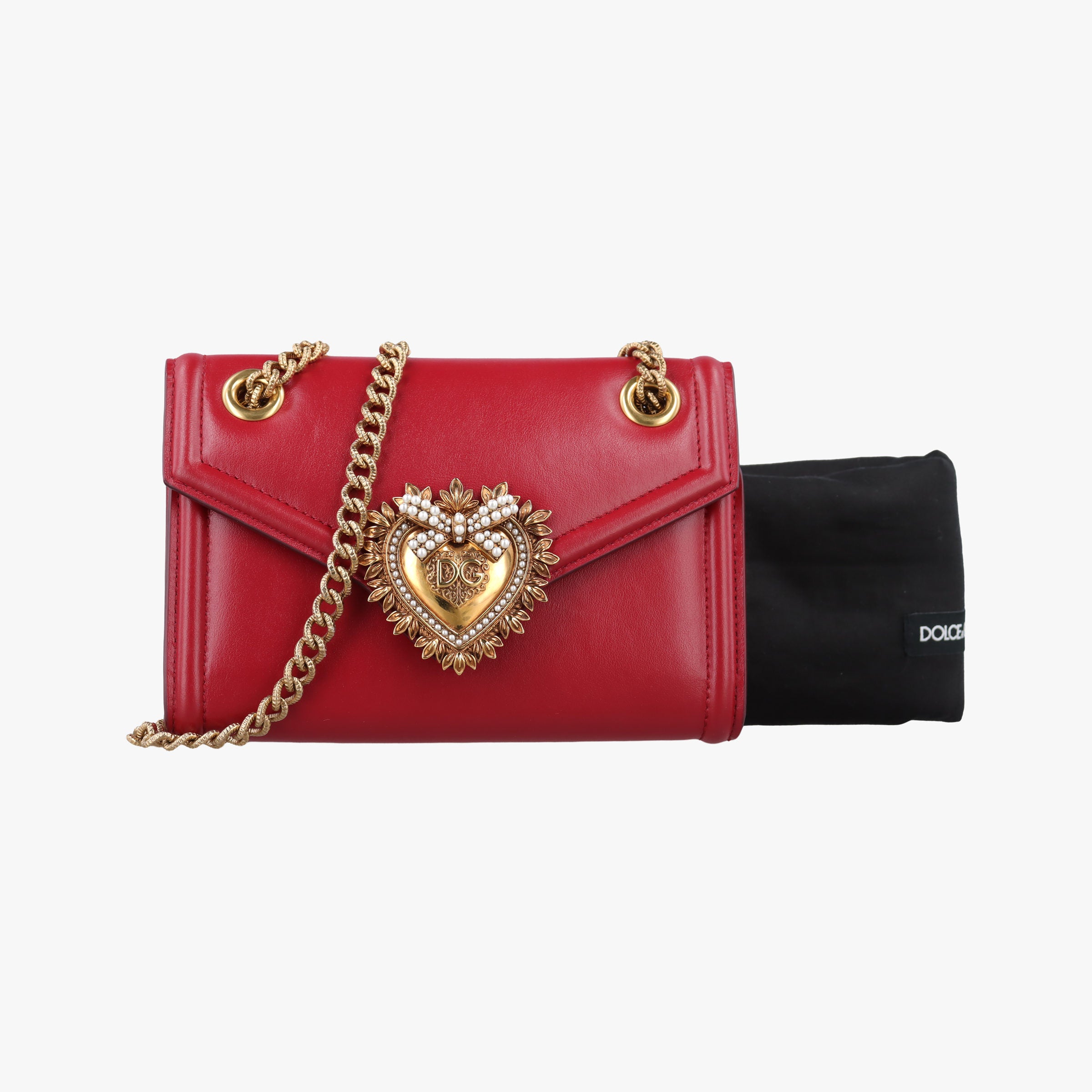 Pre-owned Dolce & Gabbana DEVOTION Red Leather  shoulderbag | stylenewstar