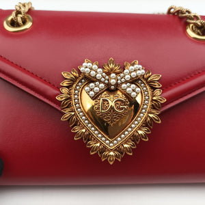 Pre-owned Dolce & Gabbana DEVOTION Red Leather  shoulderbag | stylenewstar