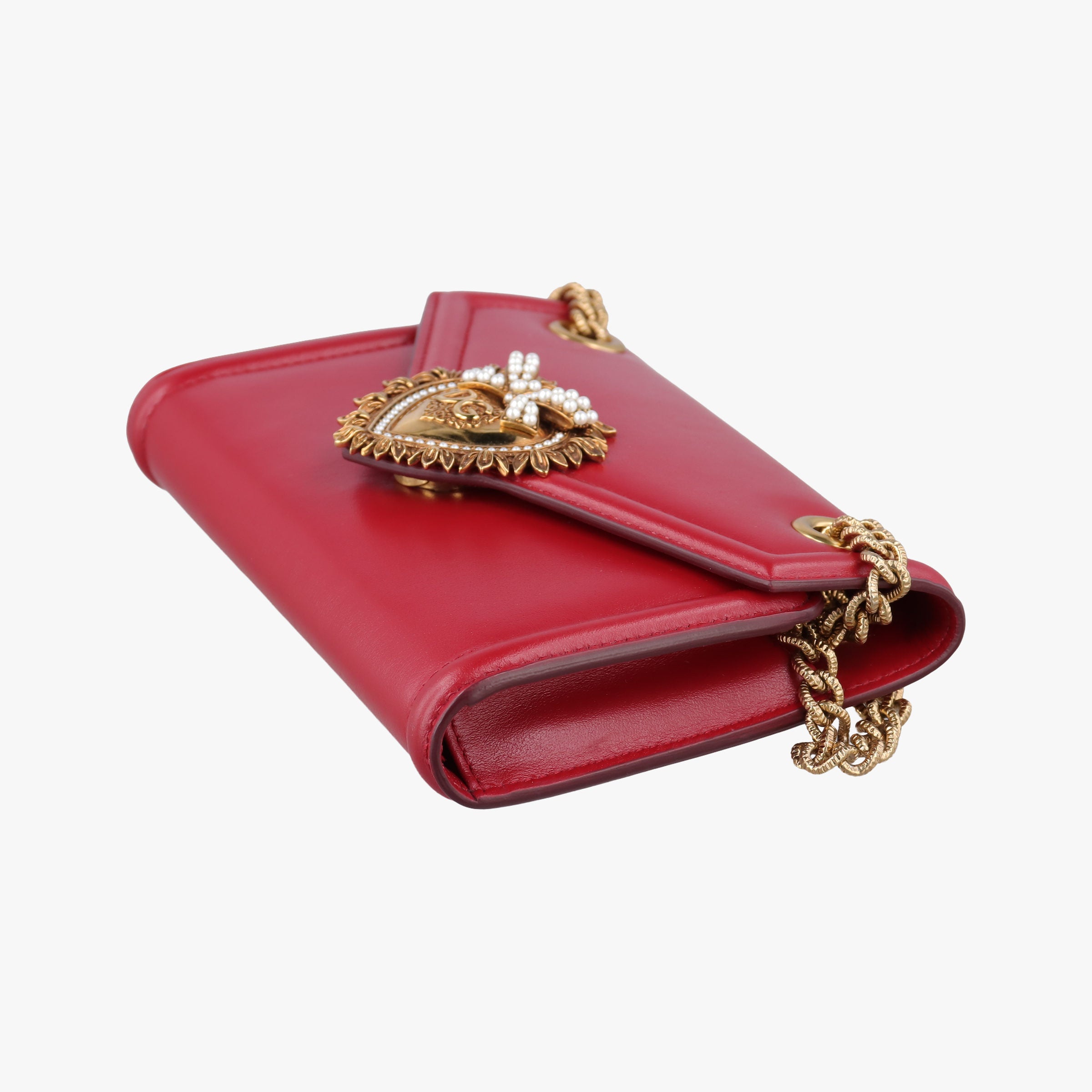 Pre-owned Dolce & Gabbana DEVOTION Red Leather  shoulderbag | stylenewstar