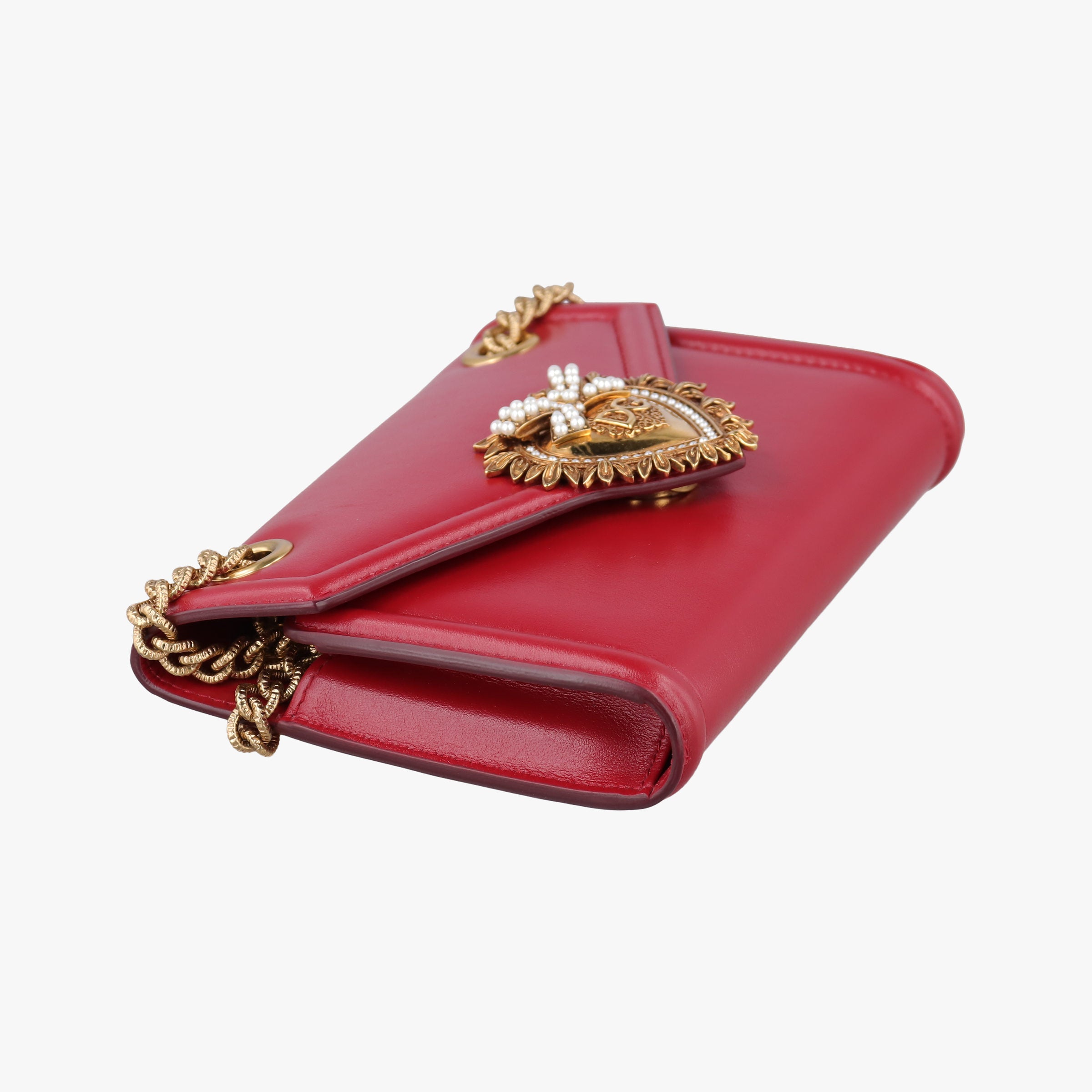 Pre-owned Dolce & Gabbana DEVOTION Red Leather  shoulderbag | stylenewstar