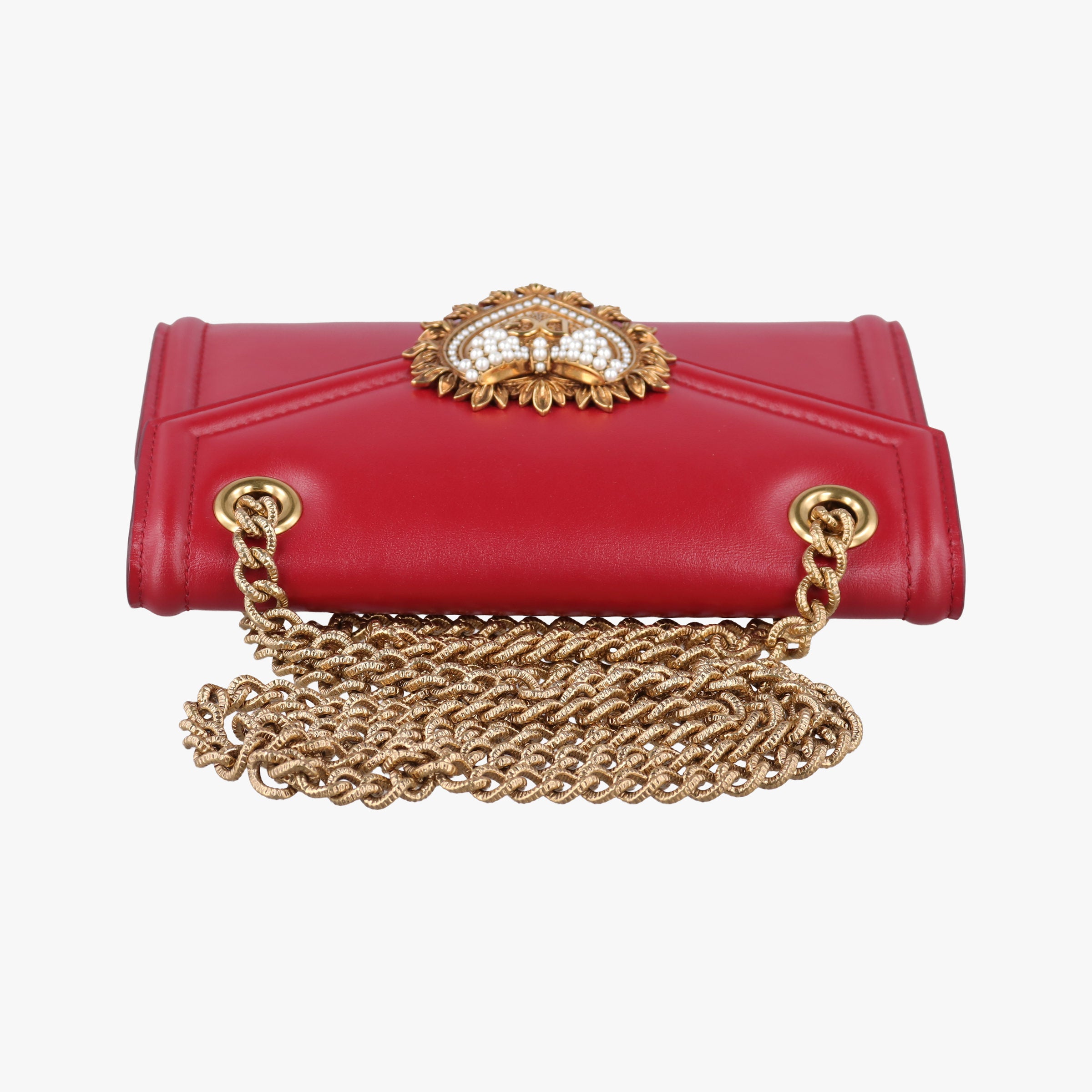 Pre-owned Dolce & Gabbana DEVOTION Red Leather  shoulderbag | stylenewstar