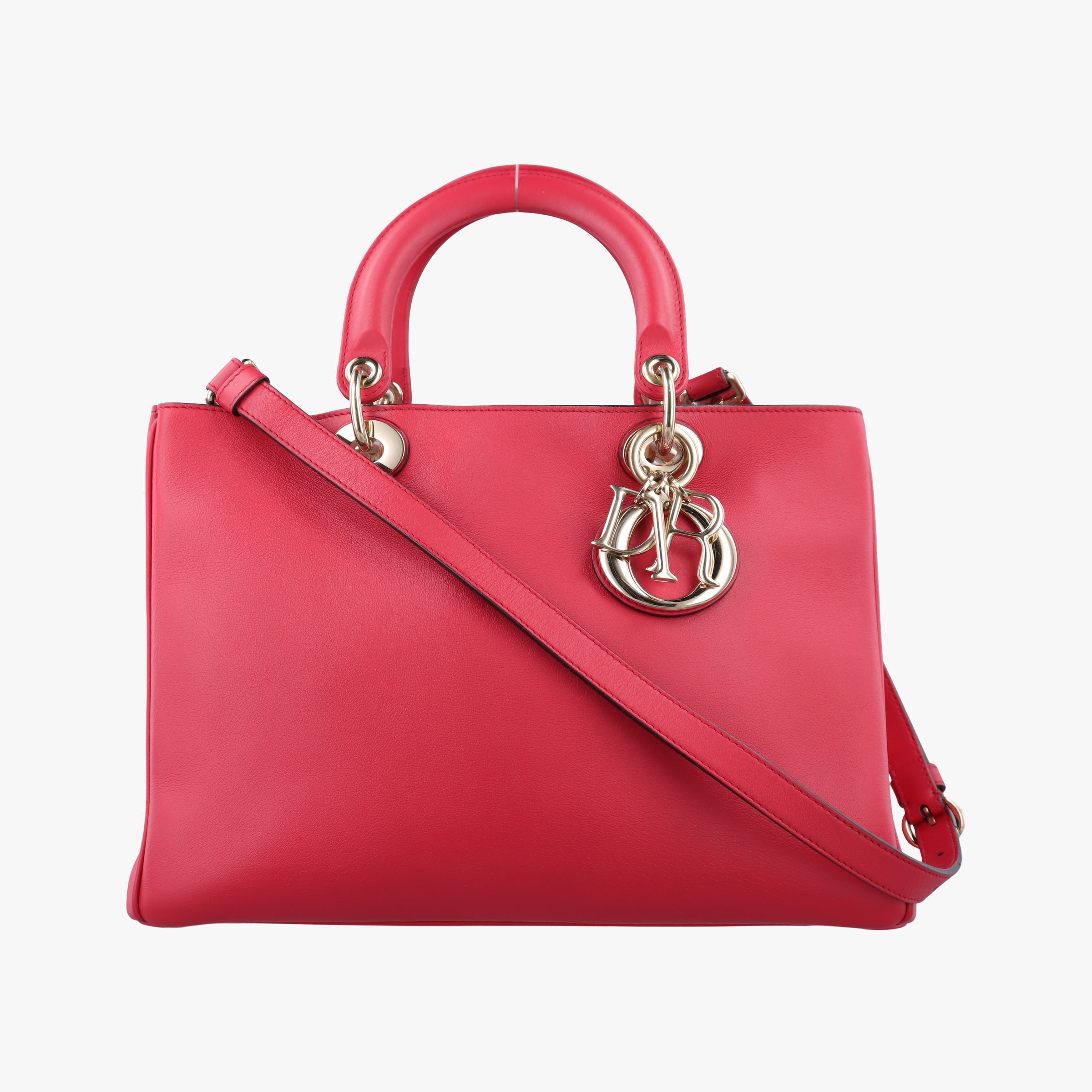 Pre-owned Christian Dior Diorissimo Red Leather  shoulderbag | stylenewstar