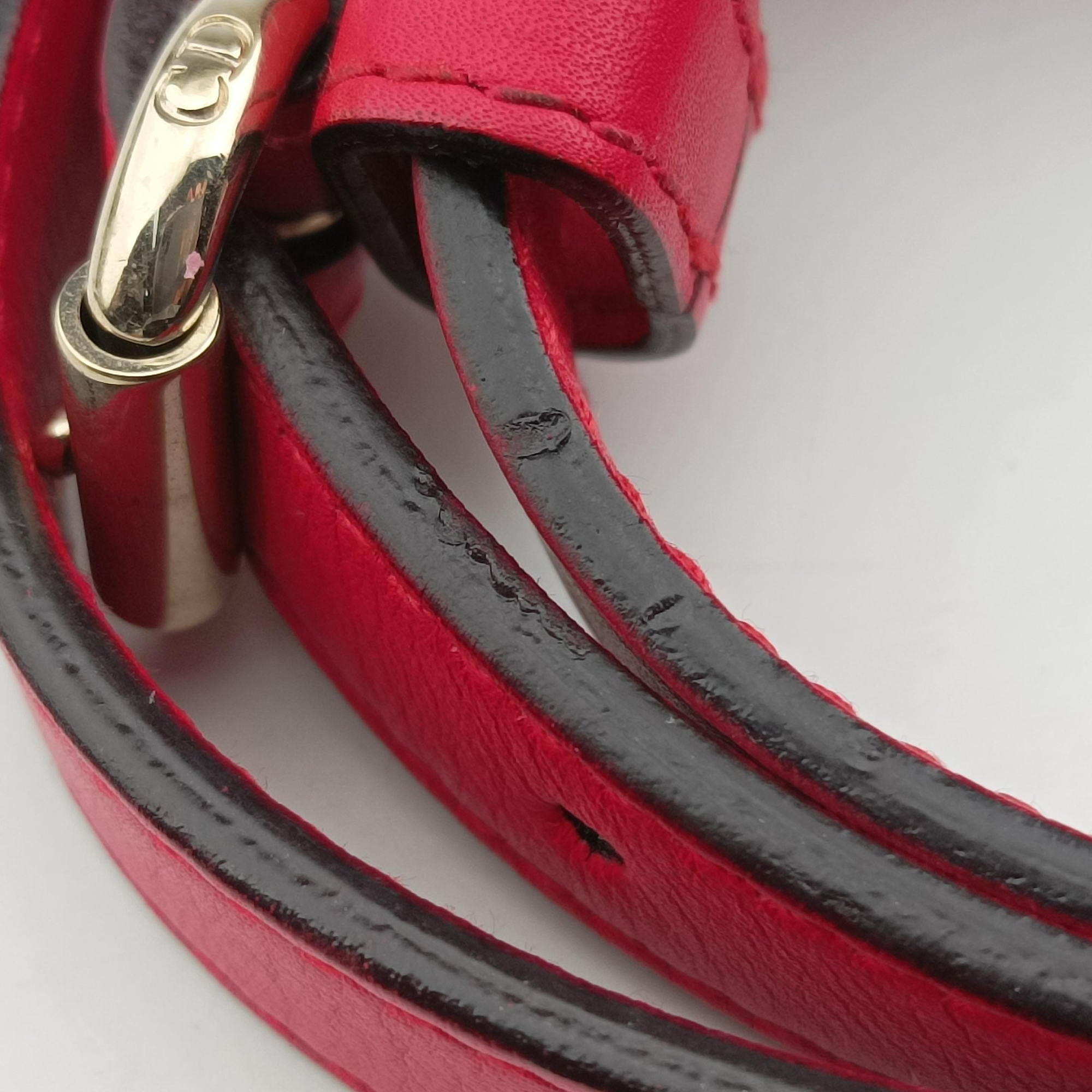 Pre-owned Christian Dior Diorissimo Red Leather  shoulderbag | stylenewstar