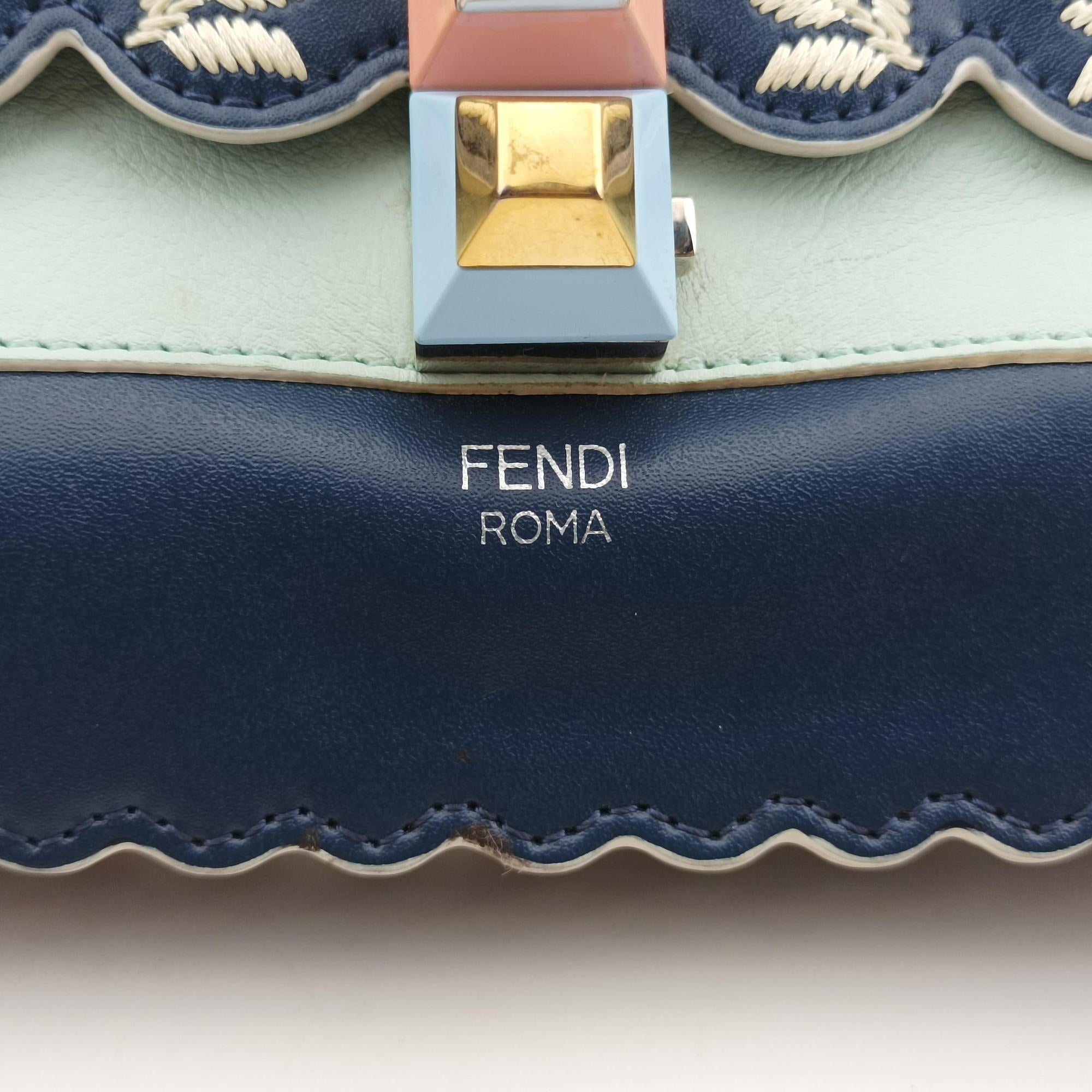 Secondhand Fendi KAN I Blue×Multicolour Leather 8BT283 shoulderbag | stylenewstar