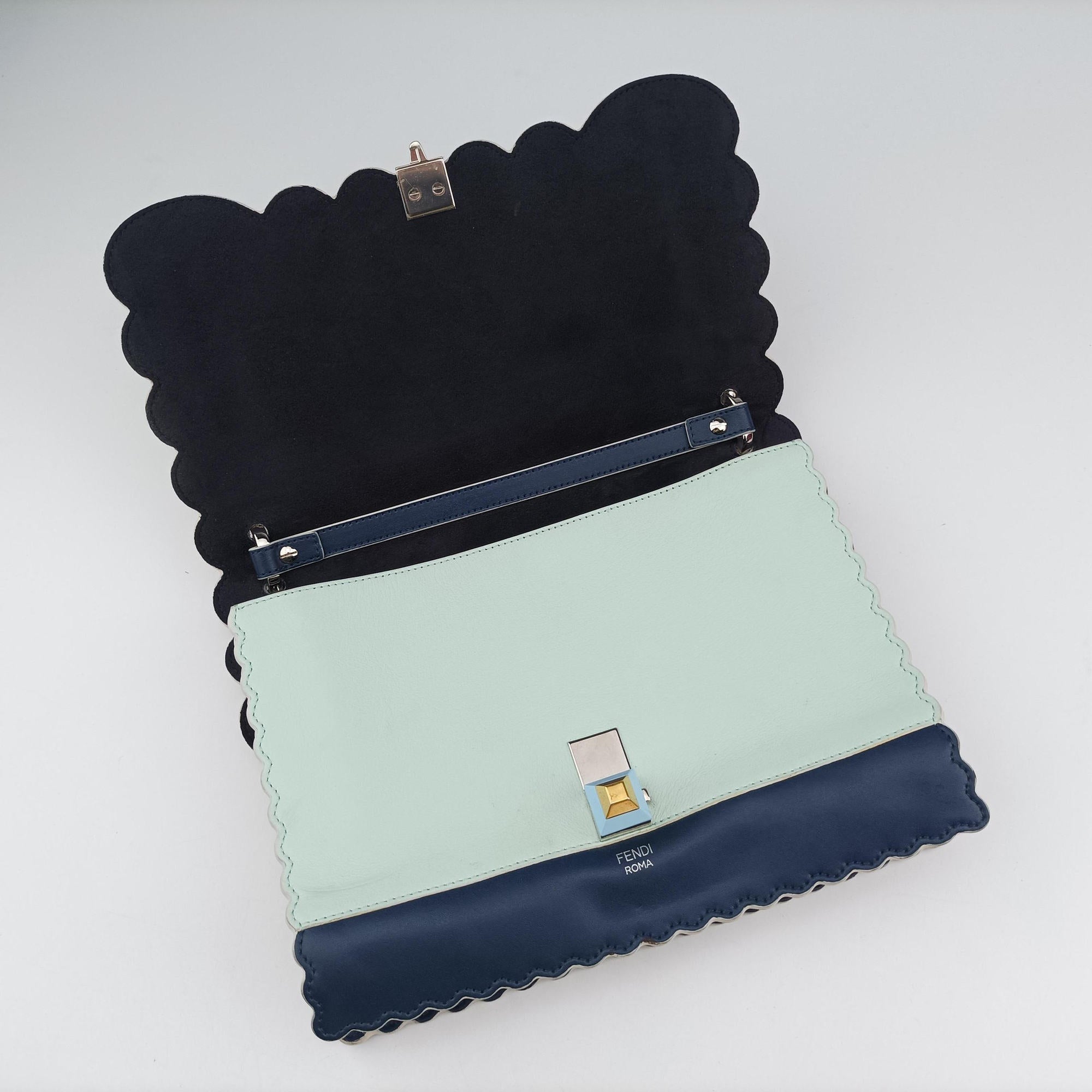 Secondhand Fendi KAN I Blue×Multicolour Leather 8BT283 shoulderbag | stylenewstar