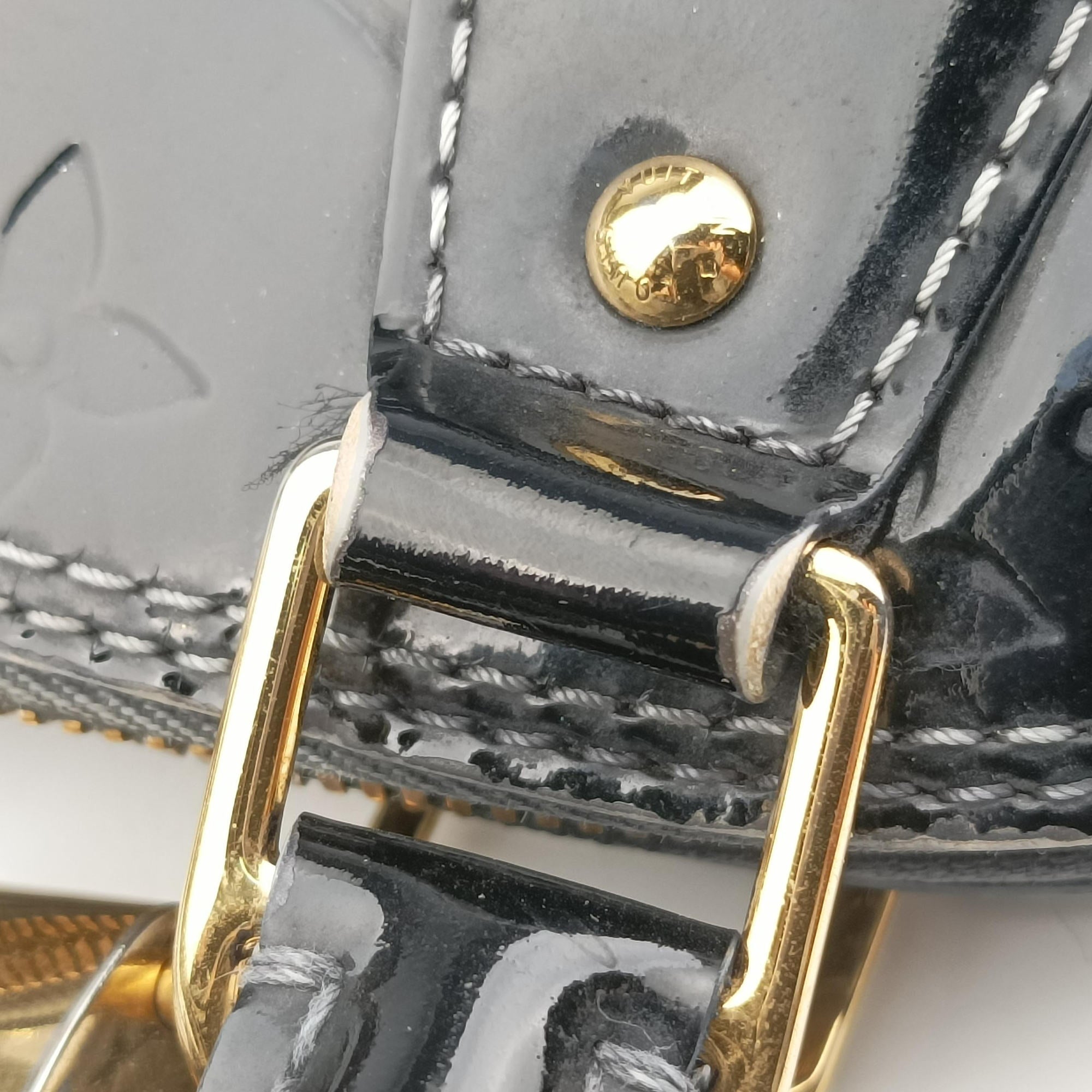 Pre-owned Louis Vuitton Alma BB Bleu Nuit Monogram  Vernis  shoulderbag | stylenewstar