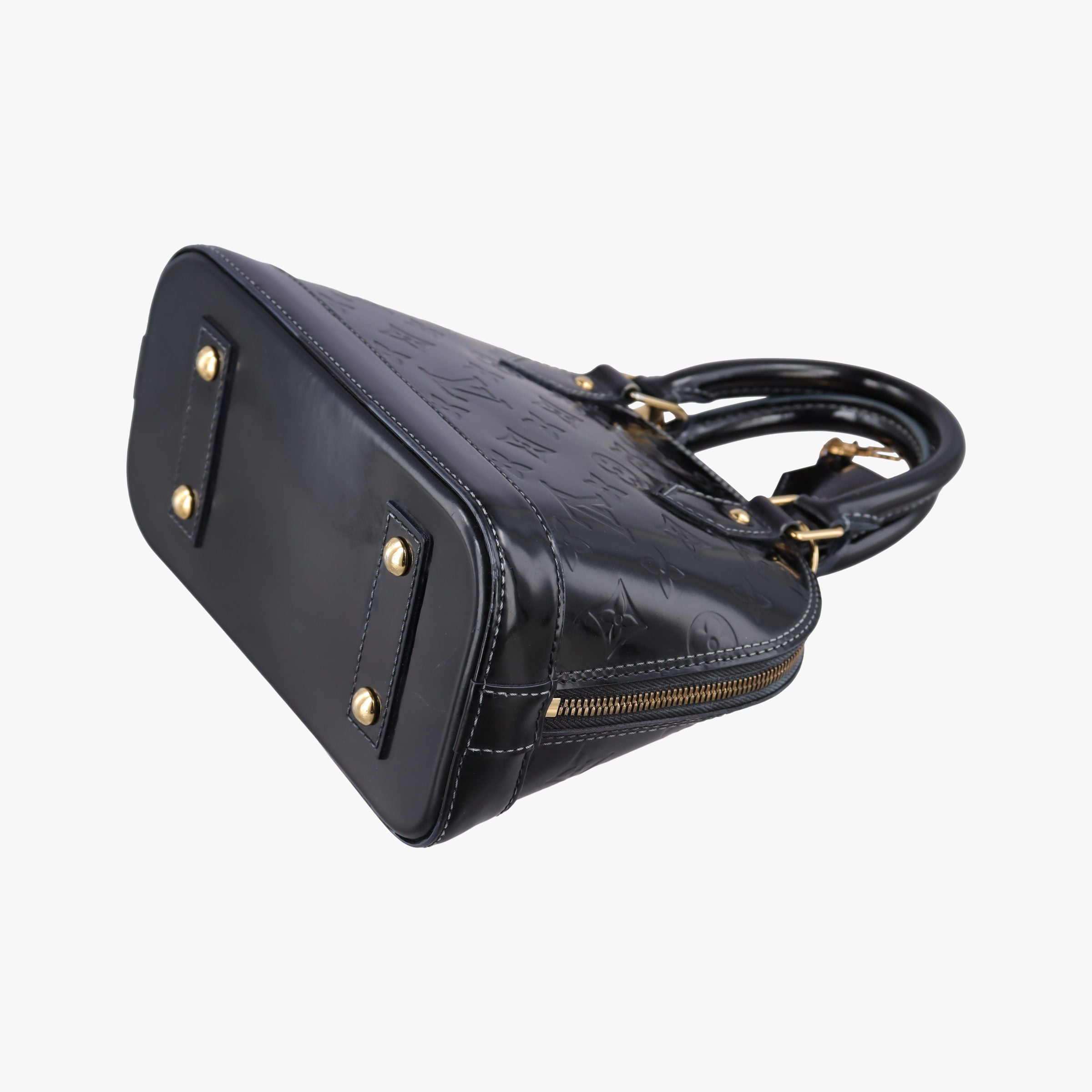 Pre-owned Louis Vuitton Alma BB Bleu Nuit Monogram  Vernis  shoulderbag | stylenewstar